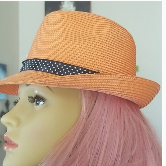 Madig Hats Accessories - Sunny Orange Woven Straw Fedora Hat Headwear OS